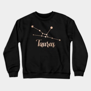 Taurus Zodiac Constellation in Rose Gold - Black Crewneck Sweatshirt